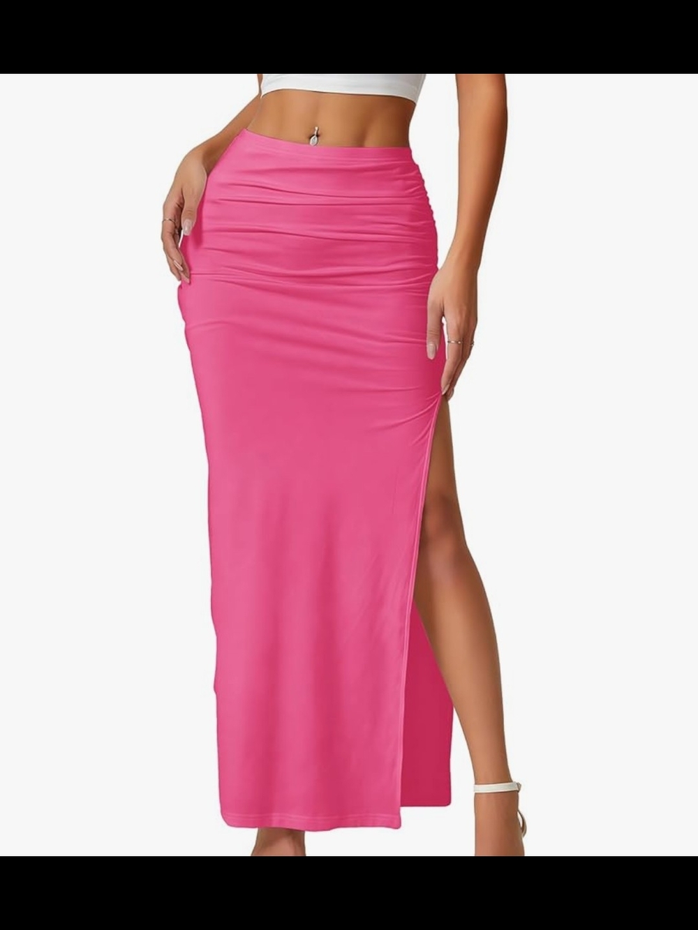 Hot Pink High-Slit Maxi Skirt